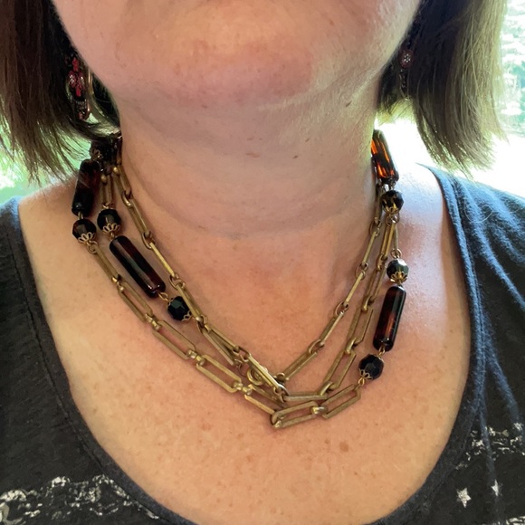 Miriam Haskell VTG 60” Russian gold and amber color beaded necklace - Picture 12 of 12